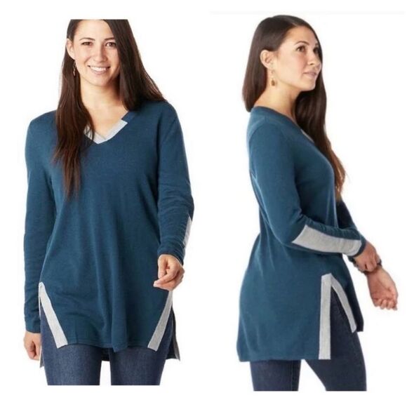 Smartwool Shadow Pine Tunic Sweater in Deep Marlin Heather Merino Wool - Picture 1 of 9